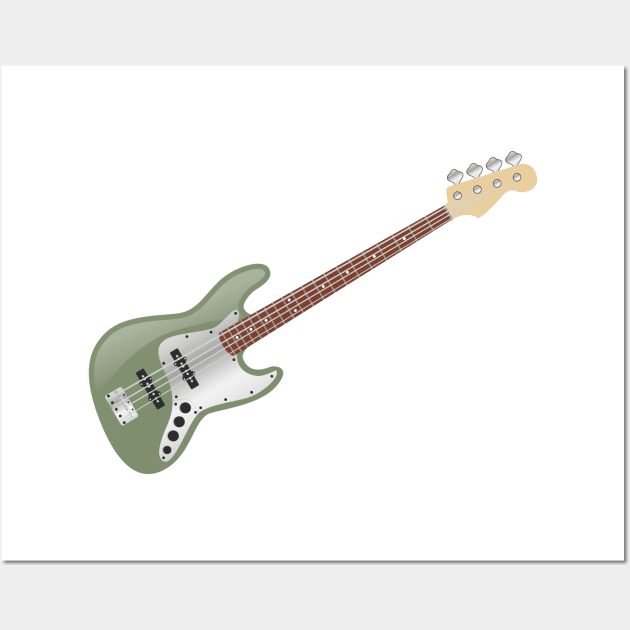 Vintage Avocado Green Electric J-Bass Wall Art by Vector Deluxe